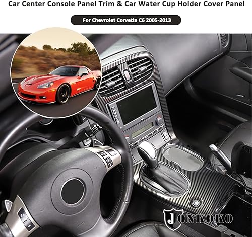 Miniatura 4 de Panel de consola central de automóvil, panel de consola central multimedia, moldura decorativa para Chevrolet Corvette C6 2005-2013 (fibra de