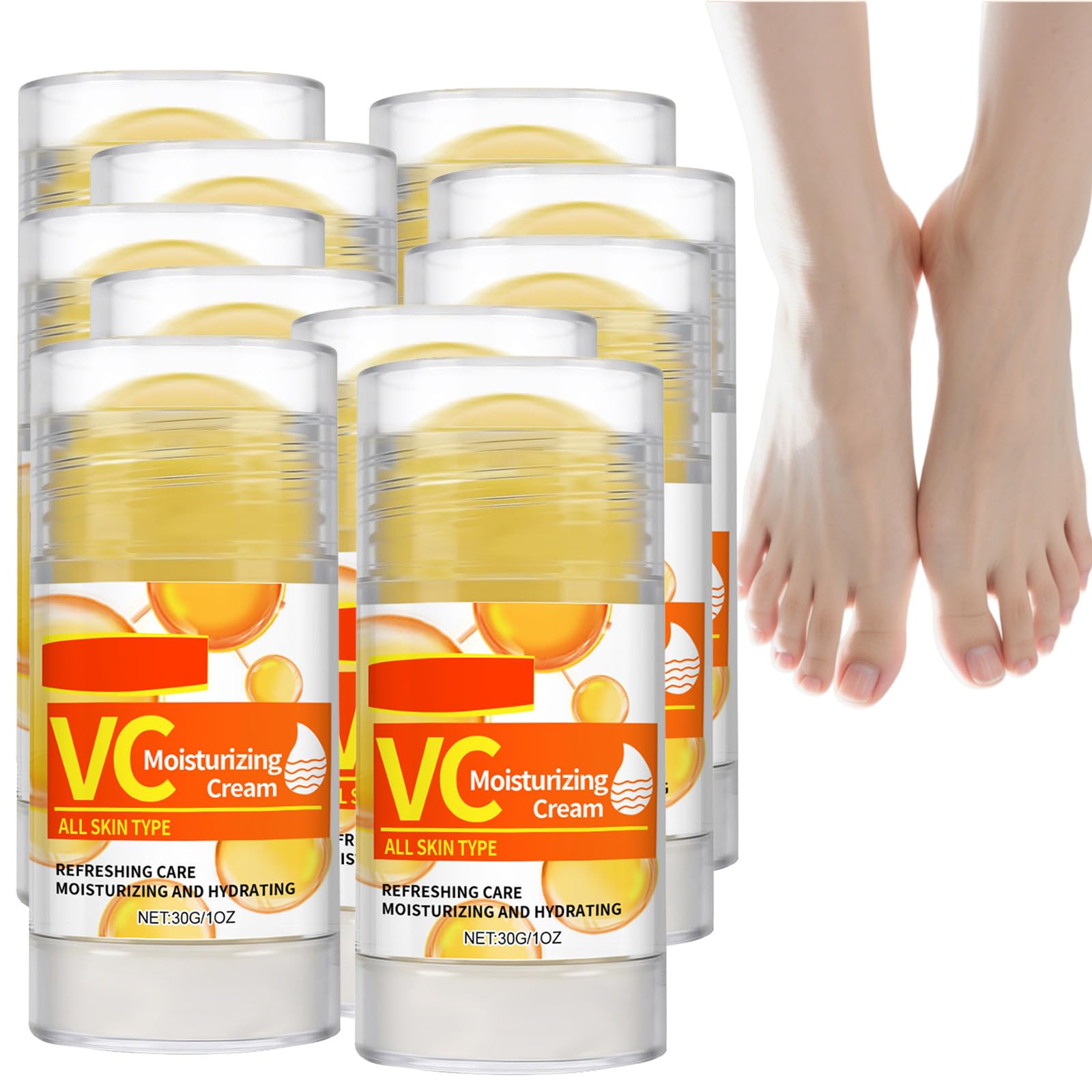 Urea - Crema para pies contra grietas y piel seca, bálsamo para talones, cuidado hidratante no graso de absorción rápida para pies lisos, aplicador portátil, cuidado de callos y callos (10 unidades)