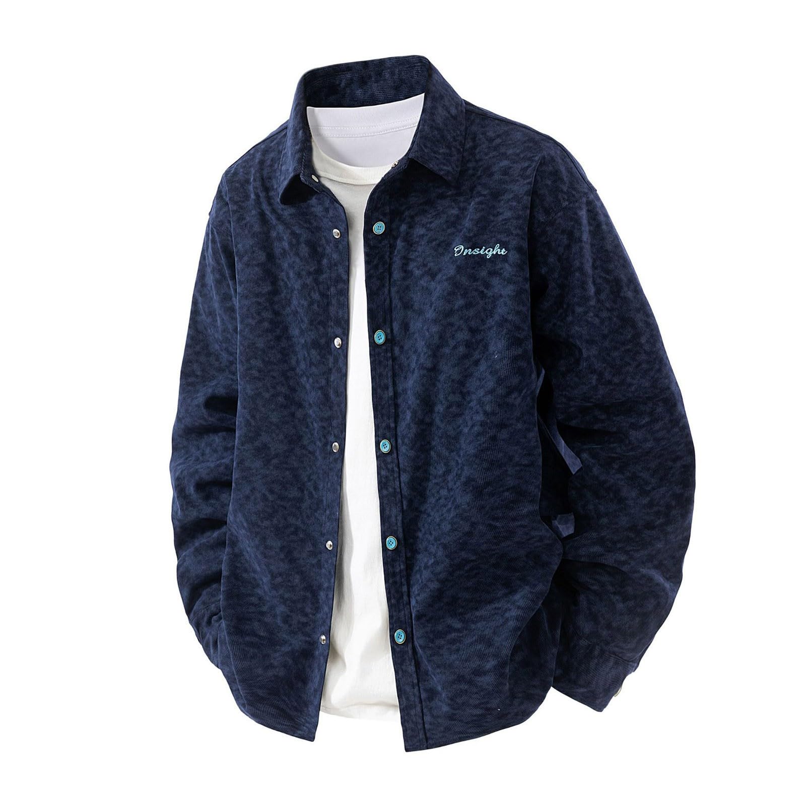 Generisch Damen Lederjacke Herren Freizeitjacken Stilvolles Utility-Hemd Cordjacke Lockere Passform Mode Oberbekleidung für den Herbst