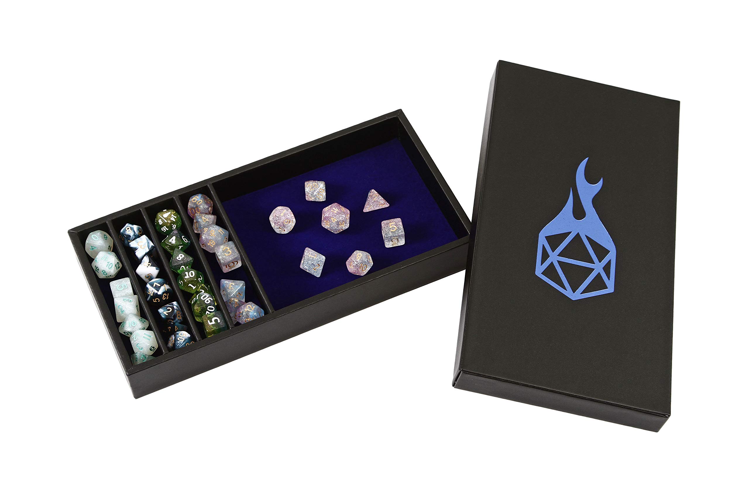 Forged Dice Co. Dice Battle Pit Dice Tray - 2 Dice Trays in 1 with Staging Area - Rolling Tray and Storage Compatible with Any Dice Game, D&D and RPG Gaming - Blue