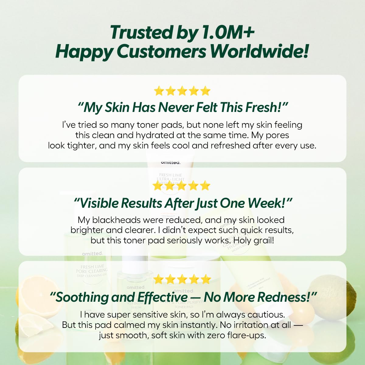 Omitted Fresh Lime Dewy & Pore Purifying Toner Pad - Pore Minimizer & Dead Skin Cells Exfoliator with LHA, Deep Hydration with Triple Hyaluronic Acid, Korean Skin Care, 70 pads, 5.41 fl. oz. (160ml) - Image 9