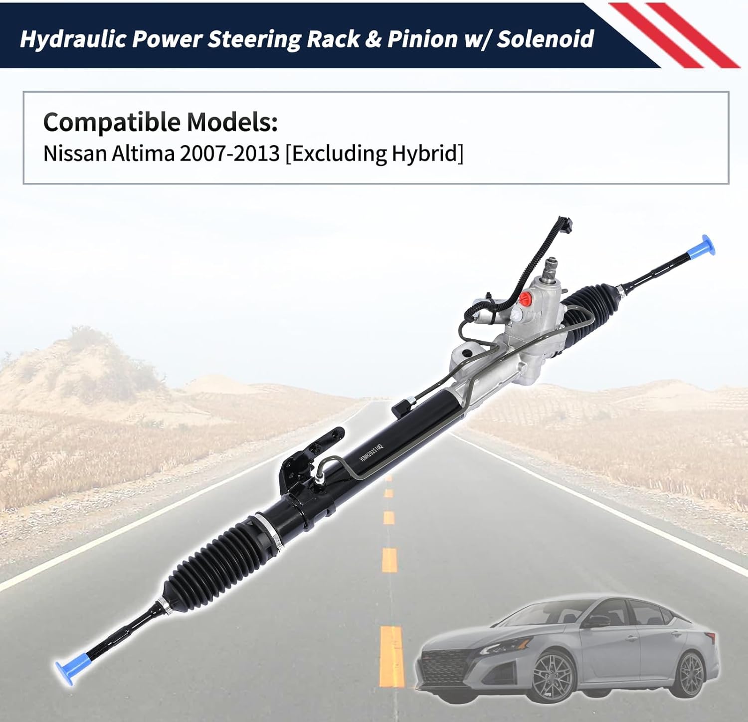 Hydraulic Power Steering Rack & Pinion w/Solenoid Assembly Replace 49001JA000 49001JA00B Fit for Nissan Altima 2007-2013 [Excluding Hybrid] Automotive Replacement Gear & Linkage Complete Unit