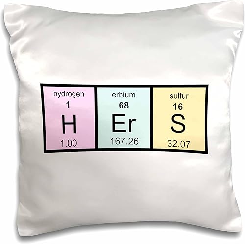 3dRose Hers in Periodic Table of Elements Symbols-Half Mrs Set Funda de almohada, 16 x 16