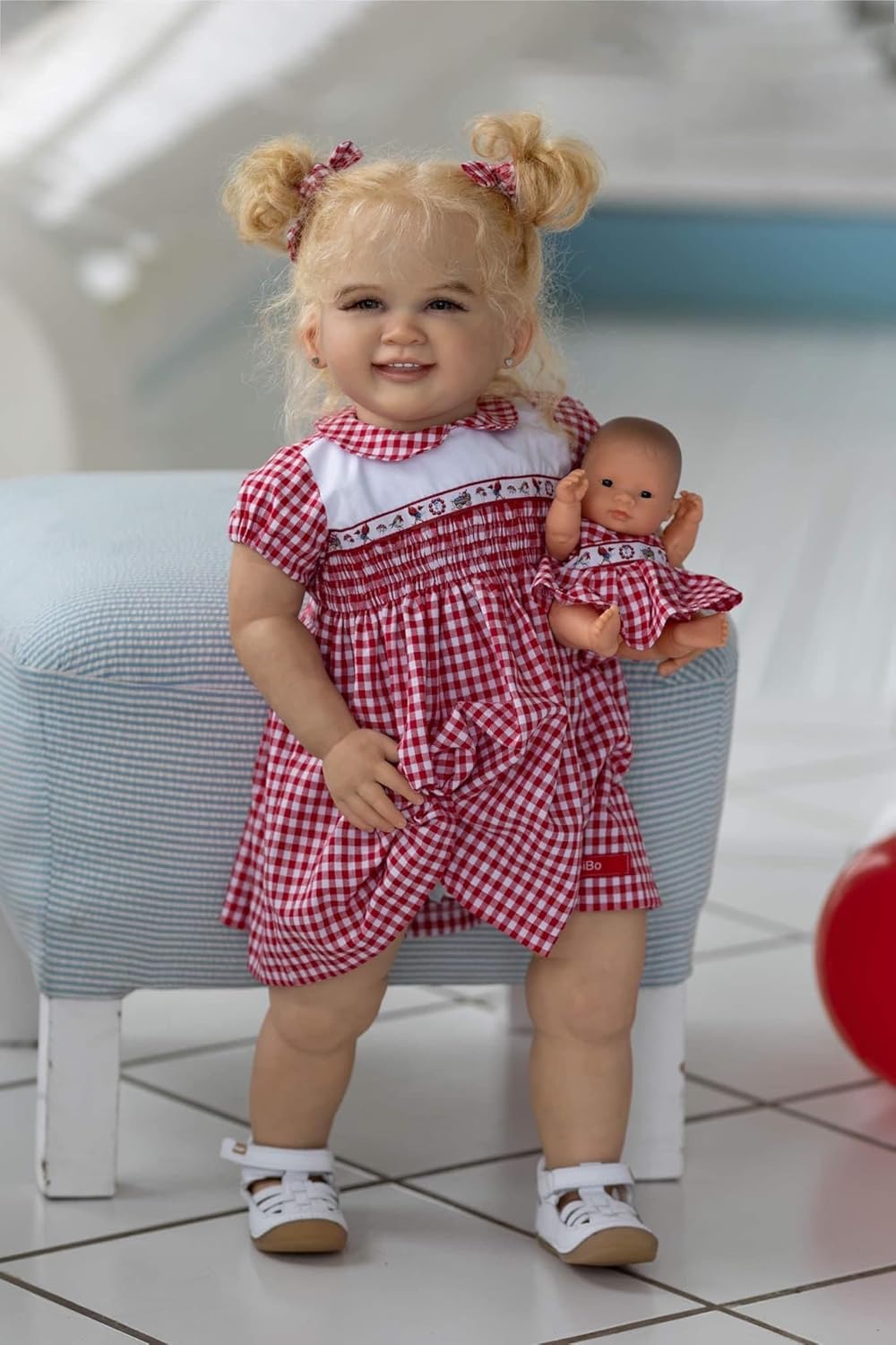 RXDOLL Big Size Reborn Toddler Baby Dolls Girl 28 Inch Soft Vinyl Reborn Toddler Doll Blonde Hair Coth Body Realistic Newborn Lifelike Baby Doll Gift Toy for Kids Age 3+