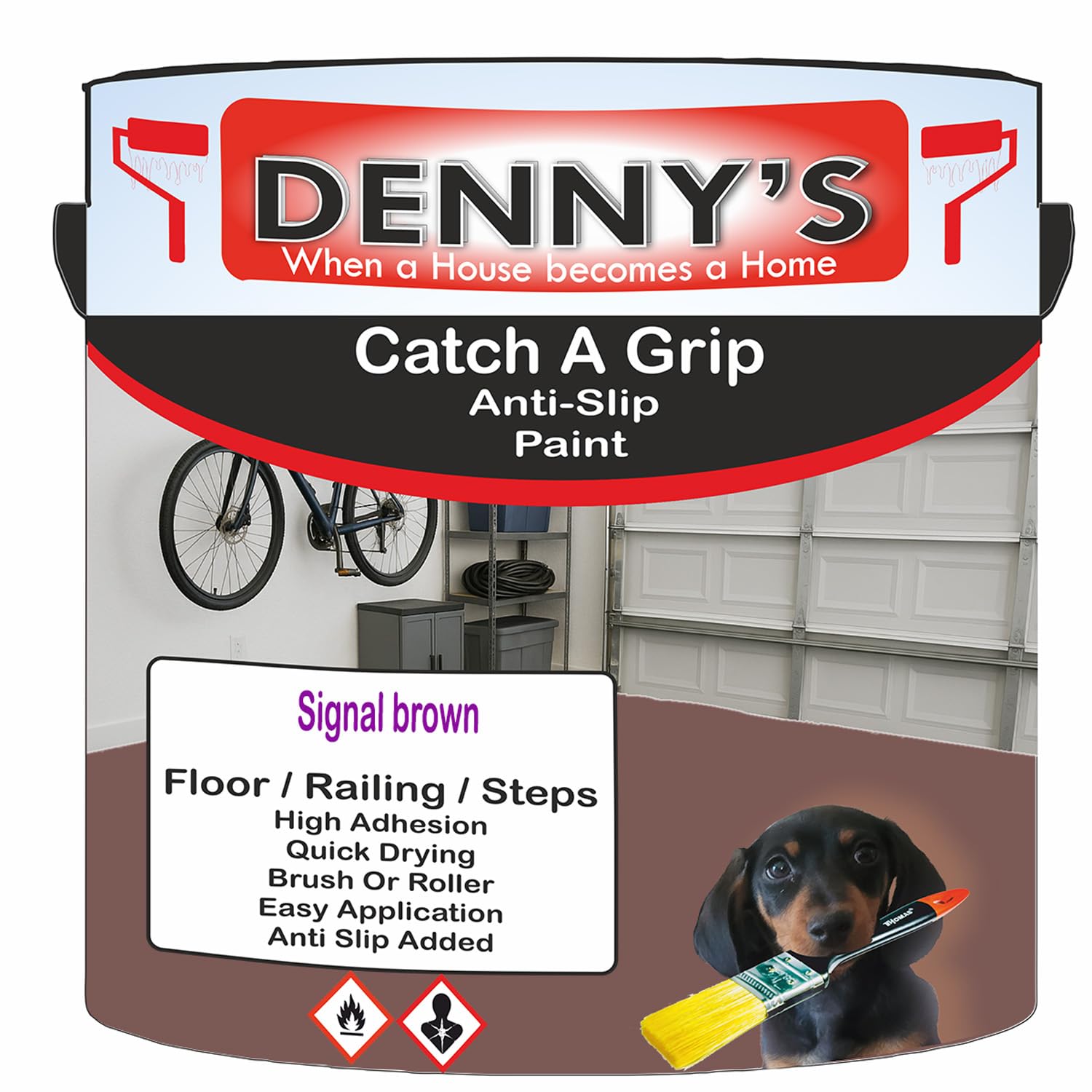 Catch A Grip Anti Slip Floor Paint – Non Slip Coating for Steps, Railings & Garages – 170 Colours, High Adhesion, Quick Dry, Multiple Sizes (Signal brown, 2.5 Litre Tin)