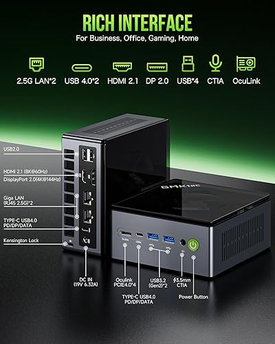 Miniatura 8 de GMKtec Mini PC Gaming, M7 AMD Ryzen 7 PRO 6850H (8C/16T 4.70Ghz) Dual NIC LAN 2.5G Computadora de escritorio, 16 DDR5 RAM + 512 GB Disco Duro PCle