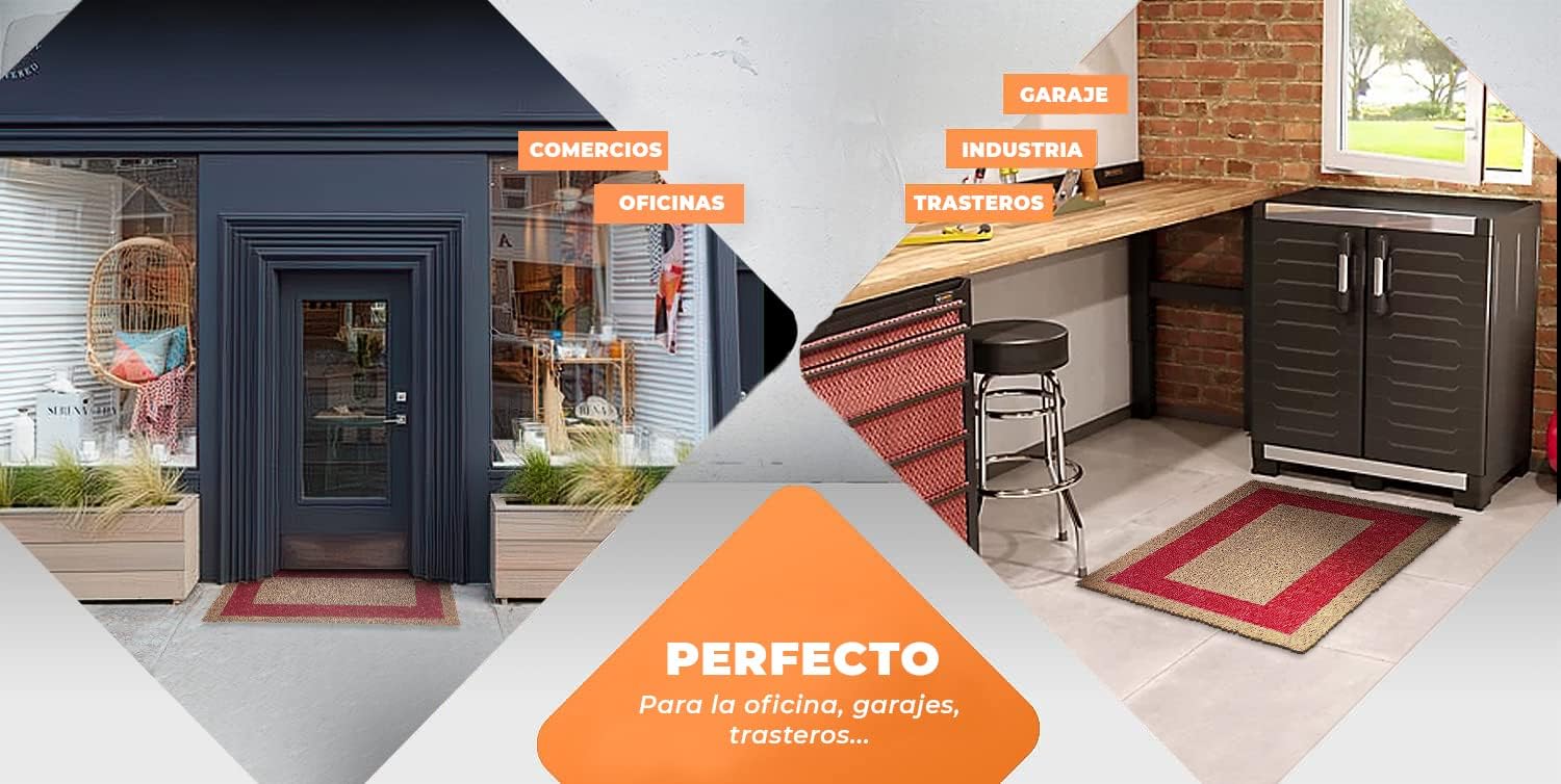 LUCA HOME - Felpudo Entrada casa - Felpudo Fibra de Coco Natural Antideslizante - Original y Elegante - Exterior e Interior - Resistente para hogar, Oficina, terraza y jardín (Rojo, 80 x 140 cm)