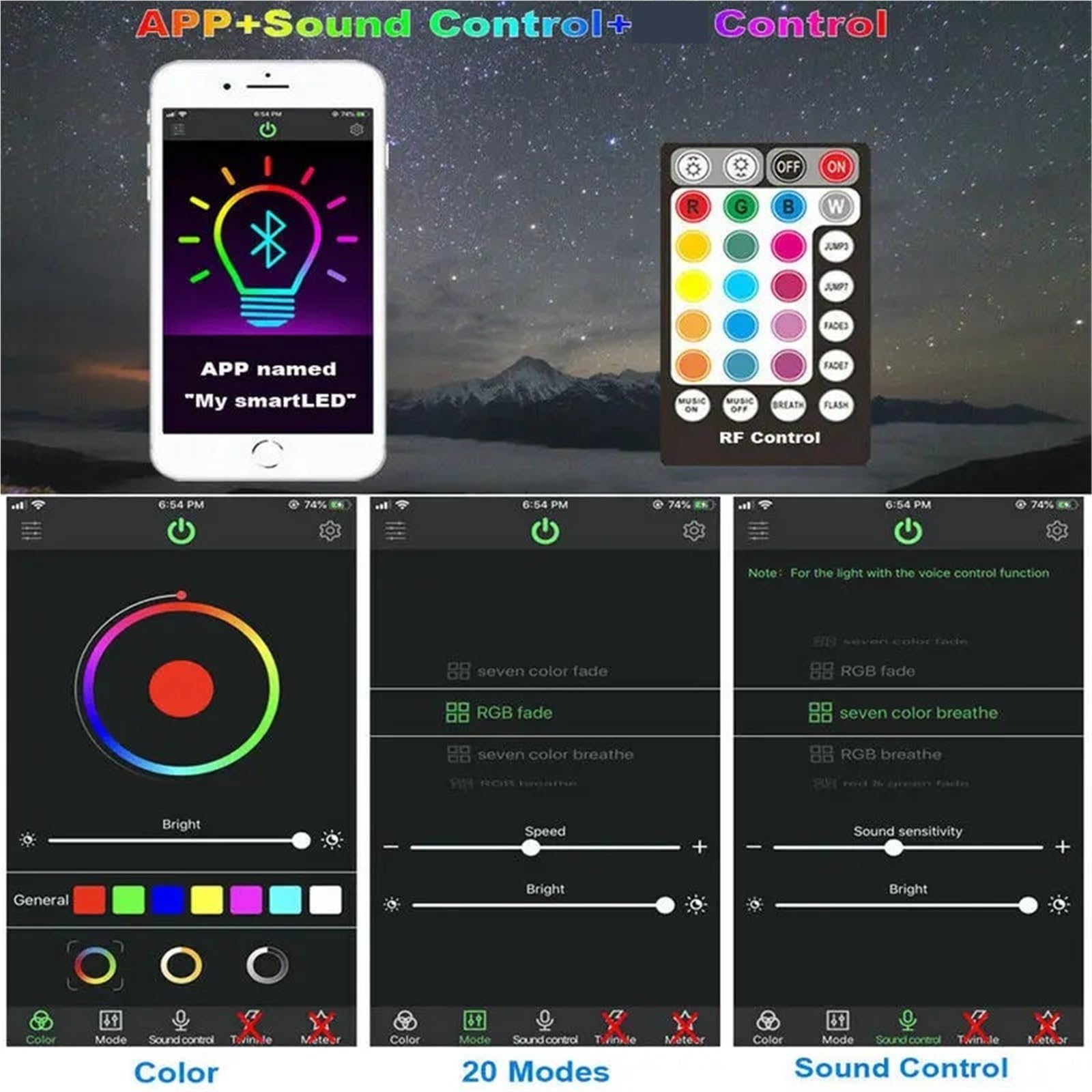 Kit de luz de techo de estrella Luz de techo LED RGBW de fibra óptica con motor de estrella, 32 W, doble cabezal, Bluetooth, aplicación y control remoto con sonido de 28 teclas.