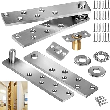 Hidden Door Hinge, Door Pivot Hinges Stainless Steel Pivot Hinge Pivot Door Hinge Hardware Heavy Duty 360  Rotation Max 300lb Hidden Door Hinges for Bookcase Secret Doors