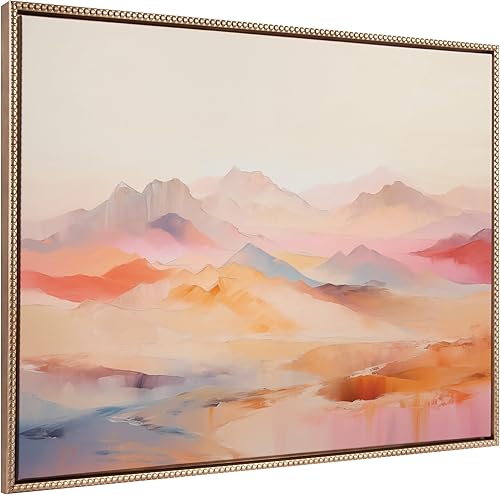 Kate and Laurel Sylvie - Lienzo enmarcado vintage con cuentas de montaña pastel suave, arte de pared por The Creative Bunch Studio, 31.5 x 41.5