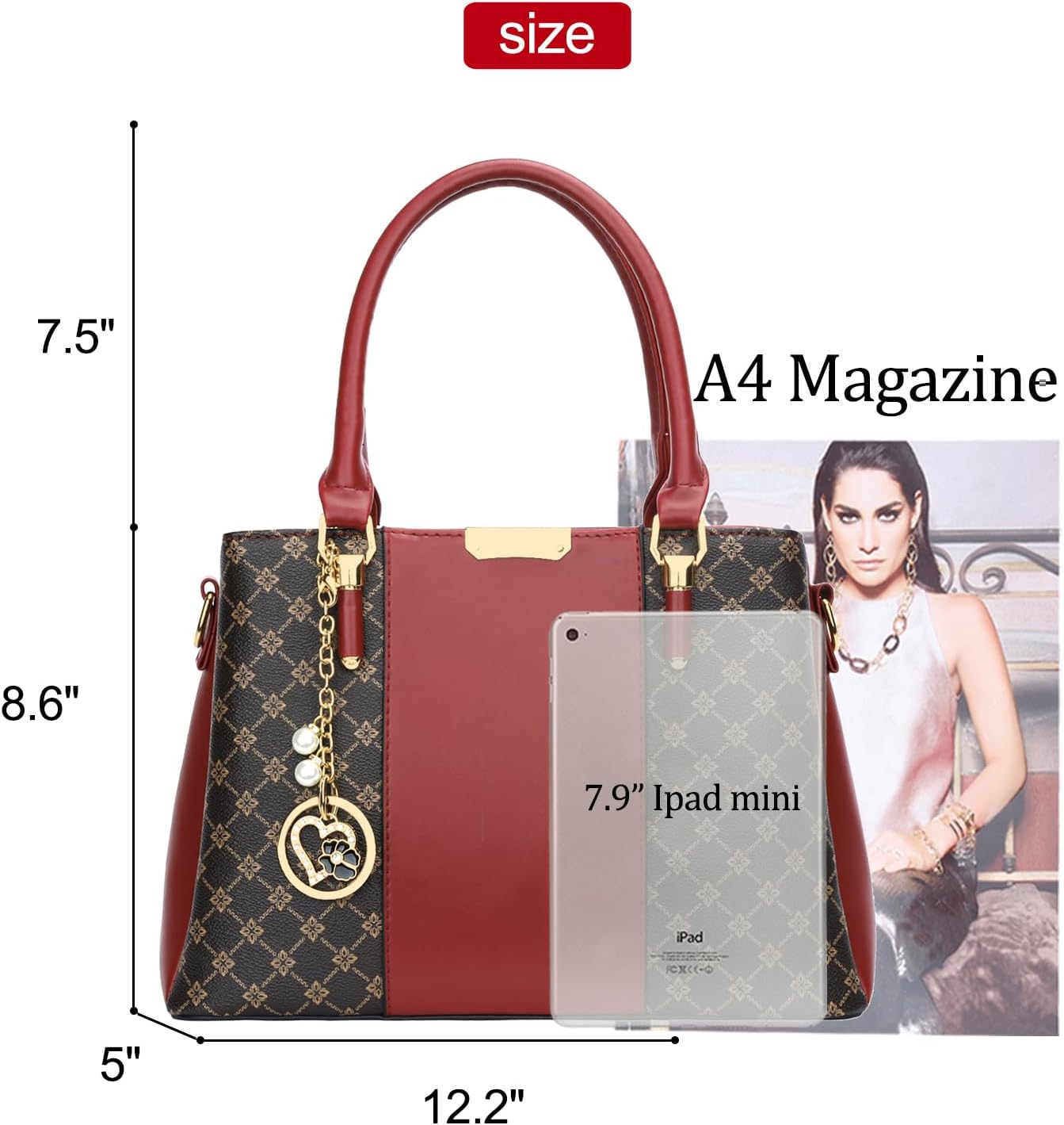 KKXIU 3 Zippered Compartments Purses and Handbags for Women Top Handle Satchel Shoulder Ladies Bags - Image 6