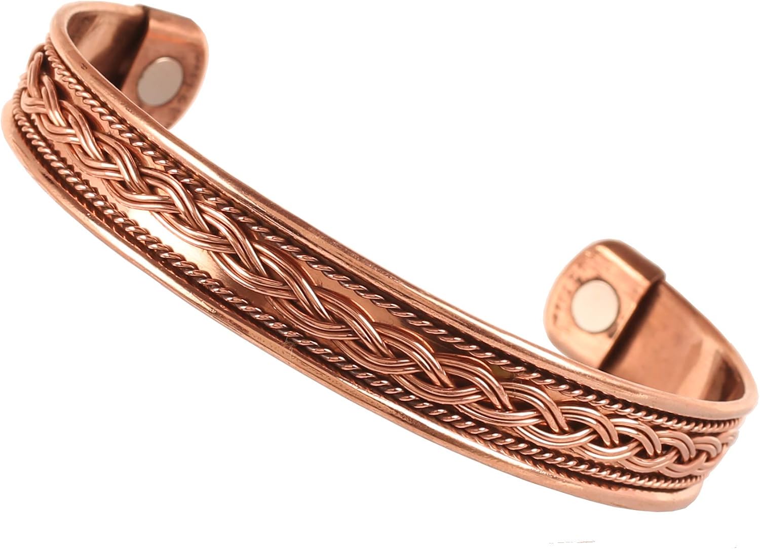 Touchstone Copper magnetic bracelet Tibetan style. Hand forged with solid and high gauge pure copper. Elegant braid pattern