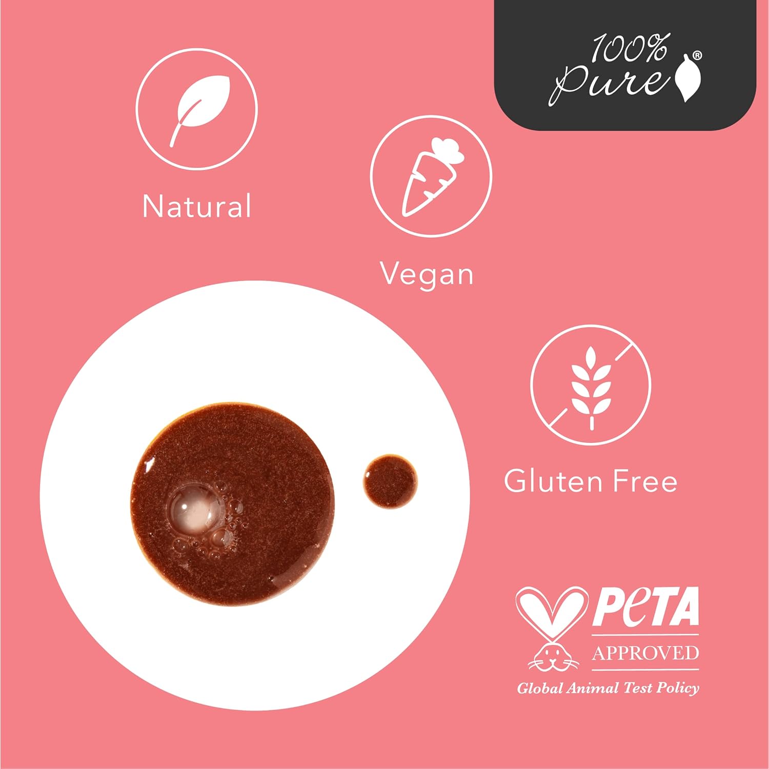 100% PURE Cocoa Cream Face Cleanser Moisturizing Wash for Women & Men Natural Hydrating Soap with Antioxidants & Caffeine - Cleanse Pores & Detoxify Vegan Makeup Remover - 3.4oz - Image 6