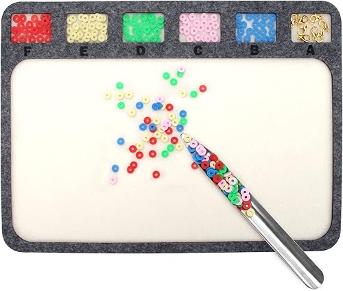 Pletpet Juego de 2 alfombrillas de cuentas con cuchara de cuentas, bandejas de cuentas con seis rejillas individuales para hacer joyas y