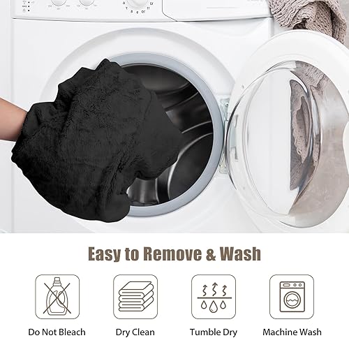 Miniatura 4 de Helyhoob Funda para puf (solo funda, sin relleno), funda de cama gigante de 5 pies para adultos, redonda, suave, esponjosa, de terciopelo, para sofá