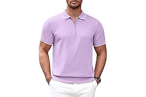 Light Purple Polo Shirt for Men: Casual Knit, Short Sleeve, Classic Fit