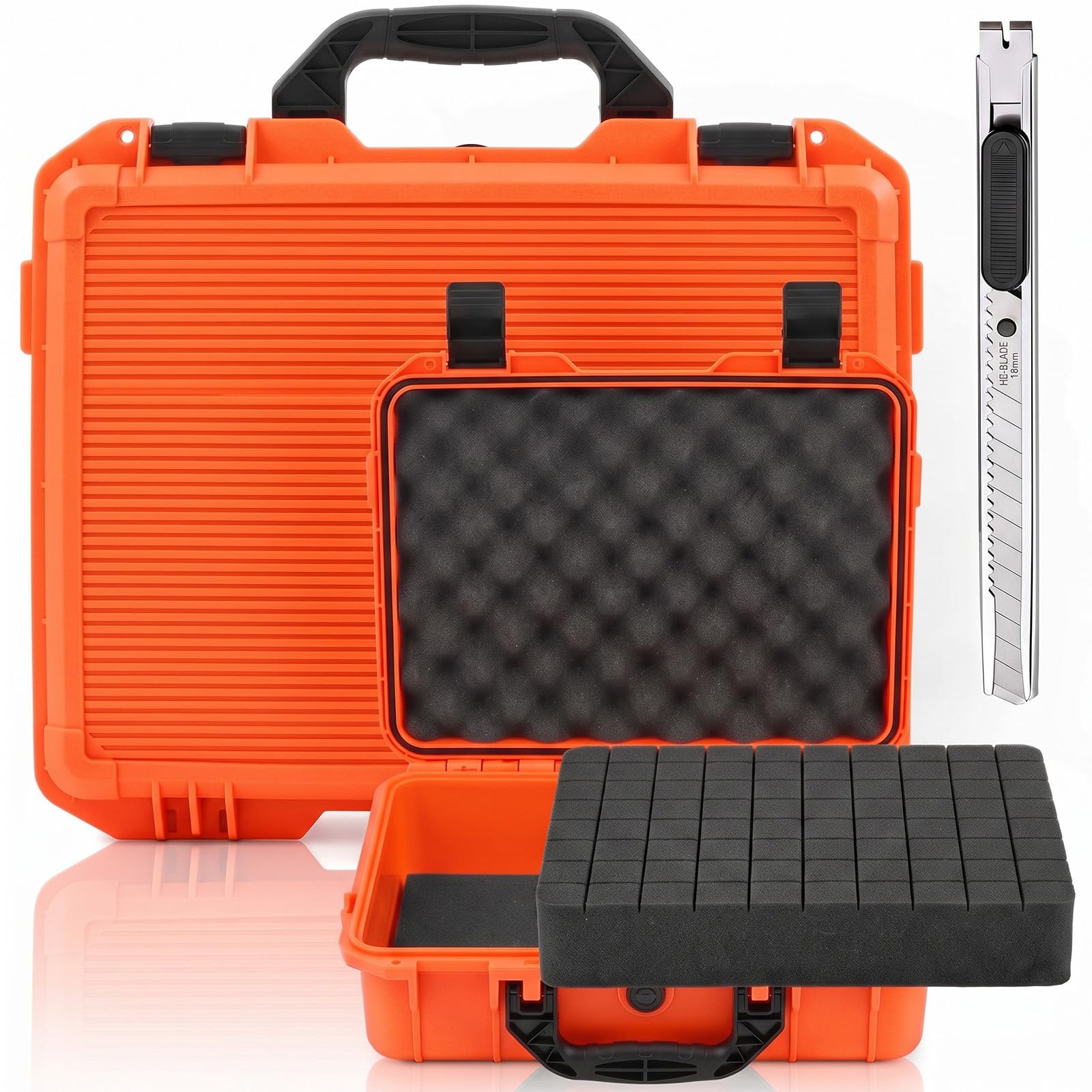 Relaxweex 14.96 x 12.2 x 5.71 Inch Hard Case, Grid Shell, Reddish Orange