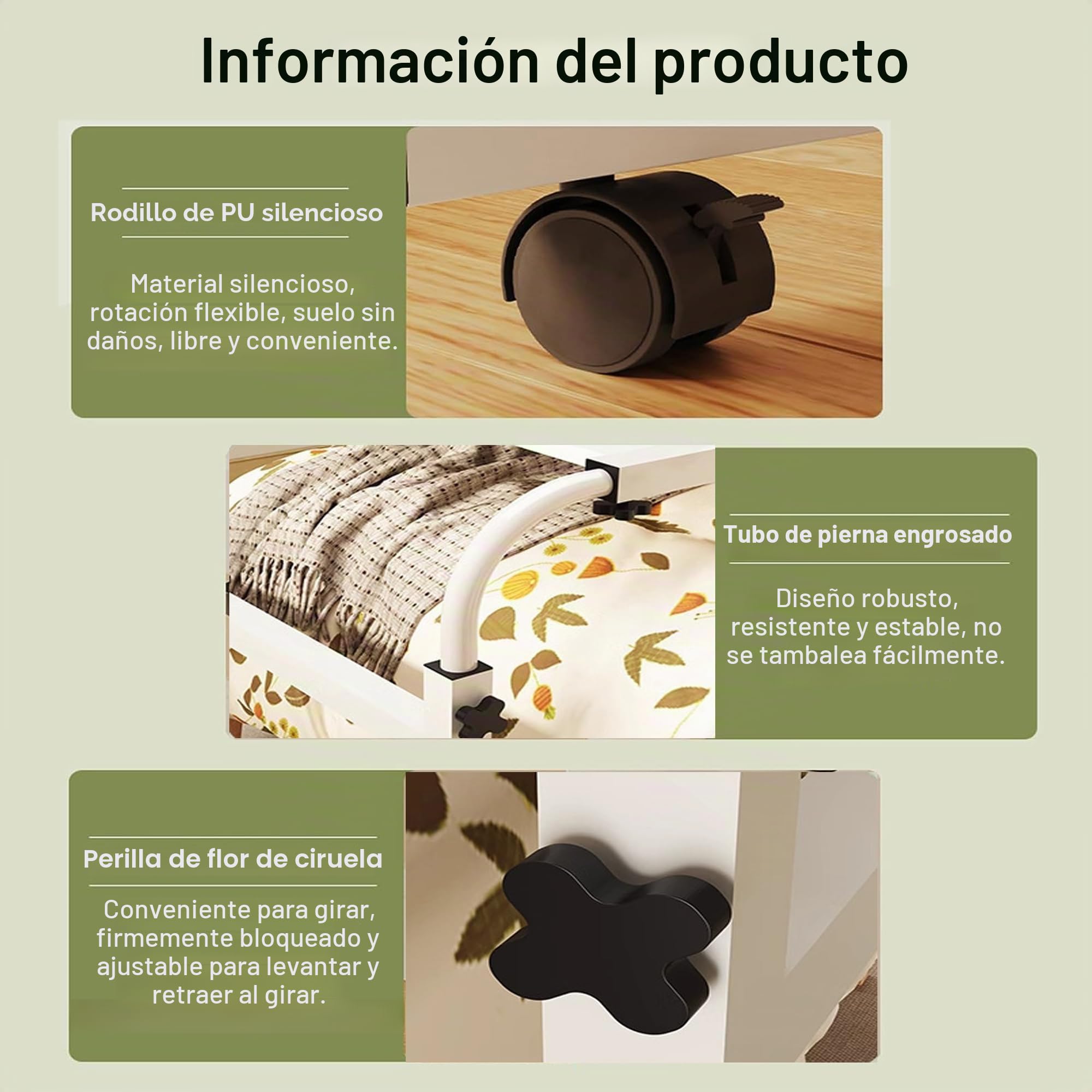 Mesa de cama ajustable con ruedas, 120-210 cm, escritorio móvil blanco sobre la cama con soporte ajustable de 65 cm-95 cm, escritorio móvil para laptop, escritorio para cama, sofá u oficina