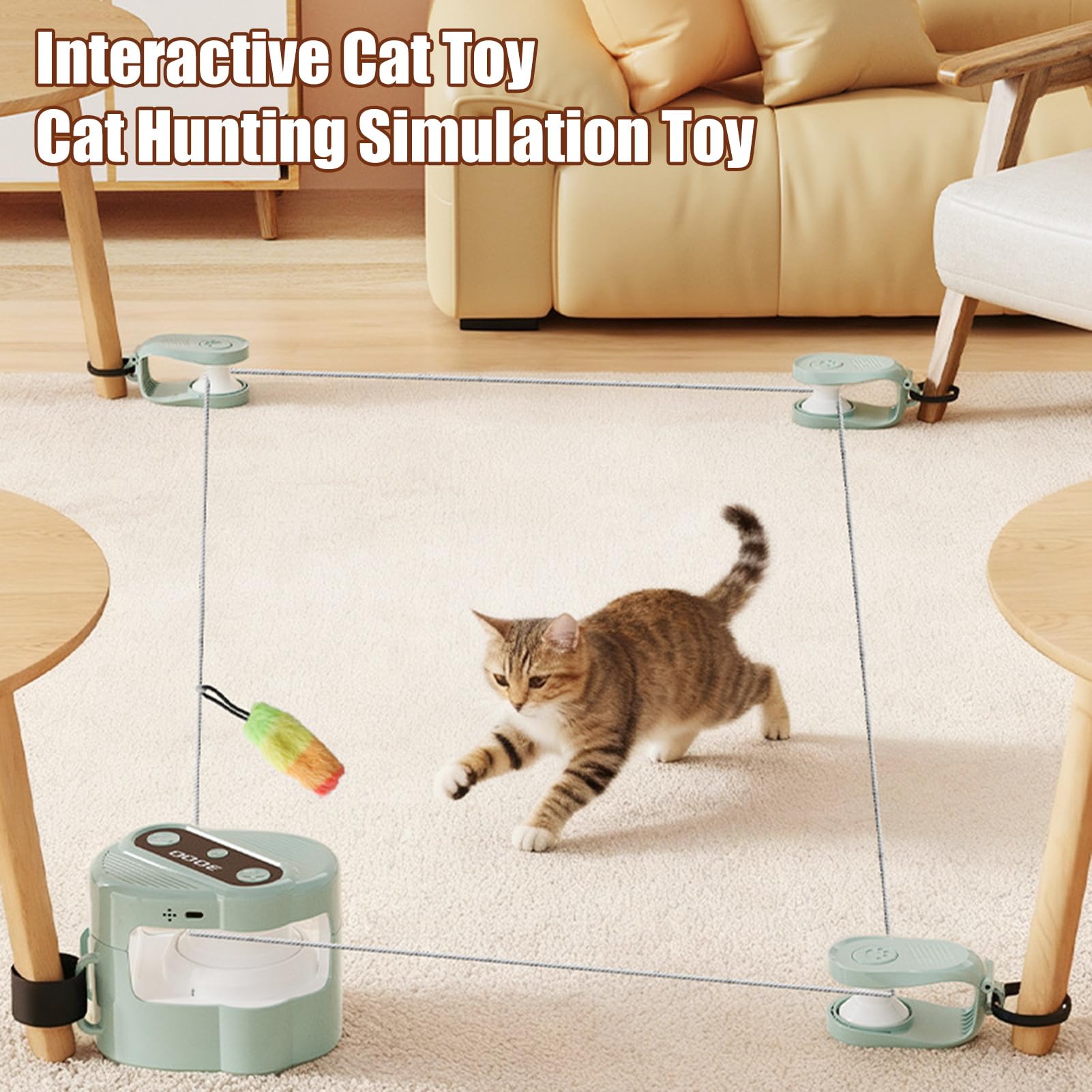 Giocattoli per gatti elettrici, tapis roulant, automatici/telecomandato, per gatti, modalità auto e manuale, ricaricabili USB, giocattolo interattivo simulato per gatti (blu)