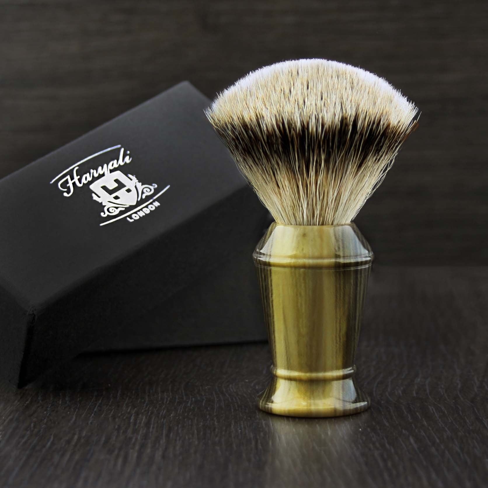 Haryali London Hand Assembled Imitation Horn Handle (Silver Tip Badger Hair Shaving Brush) Sophist Collection & Design By Haryali London. by Haryali London