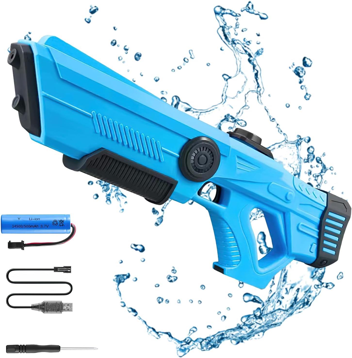 The Most Powerful Automatic Electric Water Guns for Adults/Kids, Newest Electric Water Gun Toy, Lithium Battery powered, Auto Water Sucking, Automatic Water Gun for Boys and Girls (Blue-b)