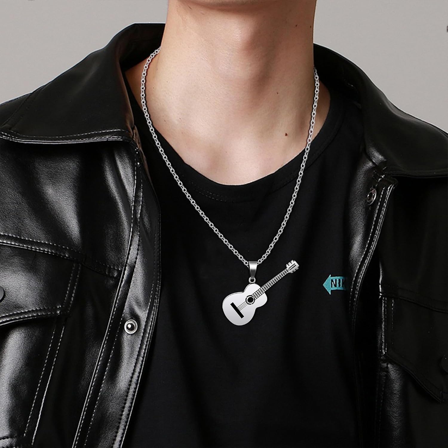 AILUOR Men Women Guitar Pick Necklace with Adjustable Chain Hip Hop Music Style Titanium Steel Guitar Tag Pendant Jewelry Personalized Gift - Image 3