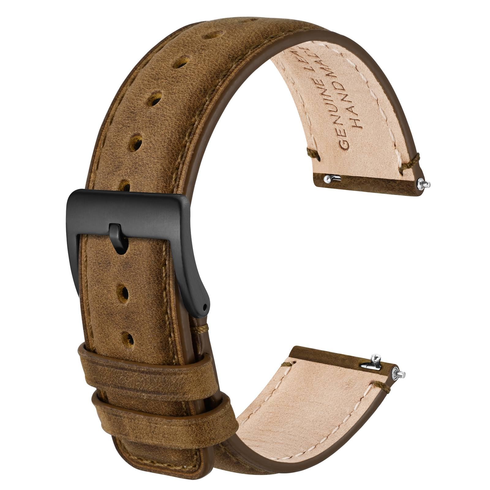 Anbeer Uhrenarmband aus Leder mit Schnellverschluss, echtes