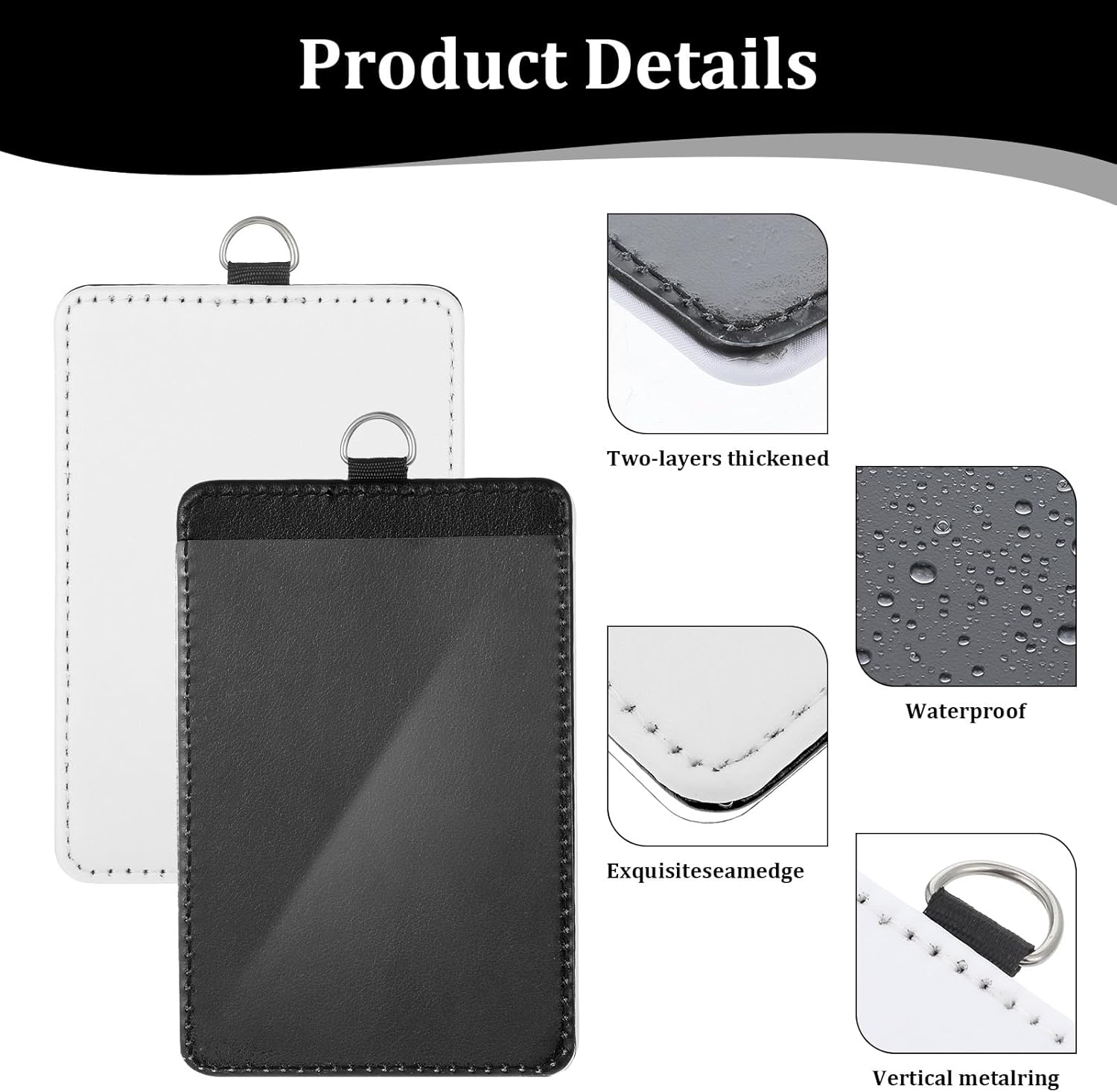 14pcs Sublimation ID Badge Holder Blanks, Bulk Leather ID Badge Holder,Heat Transfer Print Waterproof Sublimation Name Tags Blanks for Office Employees Students