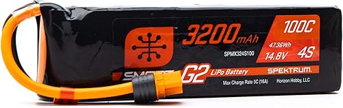 Spektrum 14.8V 3200mAh 4S 100C Smart G2 LiPo Batería: IC3, SPMX324S100, Multi