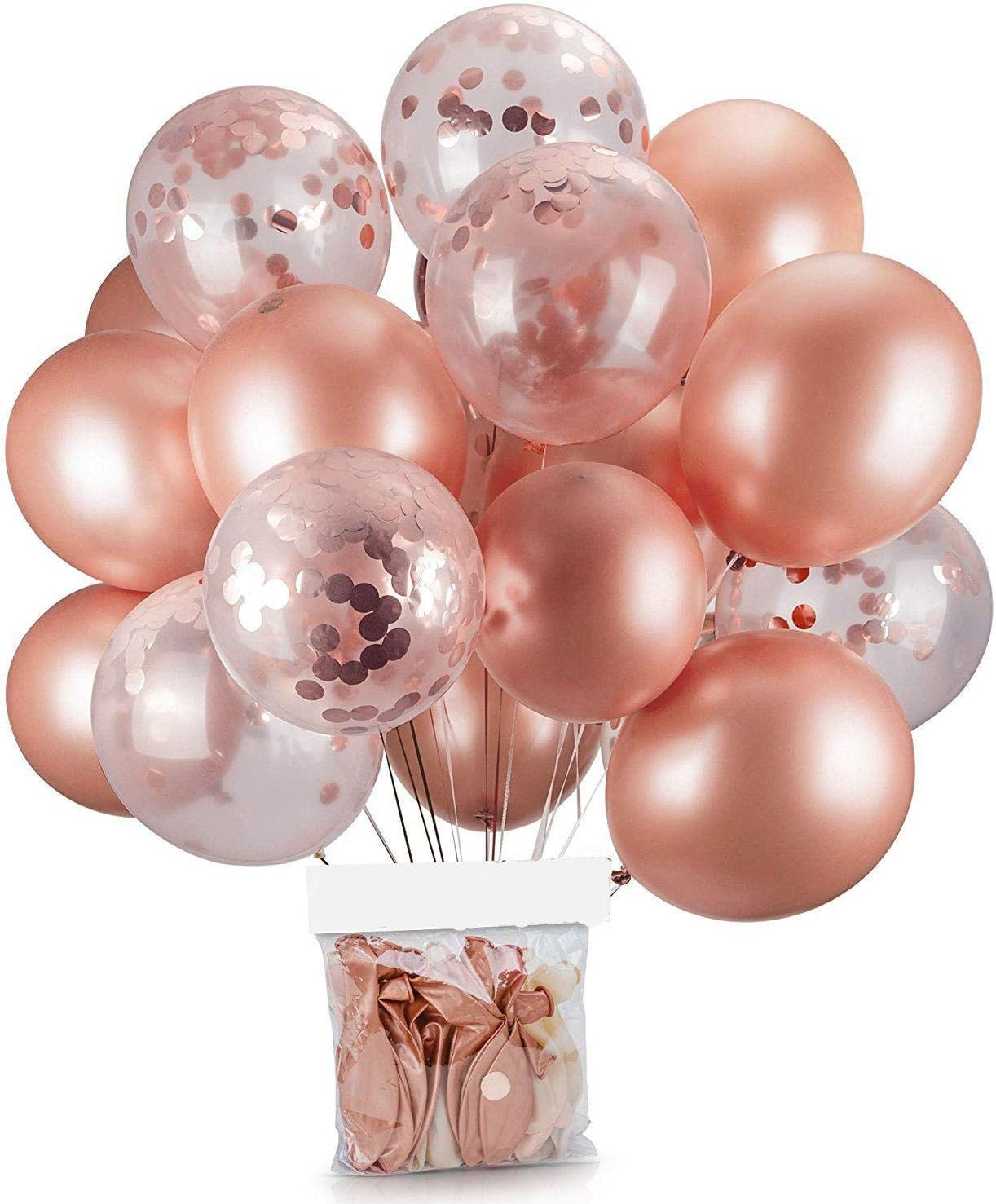 20 Pcs 12 Inch balloons Decorations Set Including Rose Gold Latex balloons and Foil Confetti Filled balloons for Party Festival Christmas Birthday Wedding Baby Shower Party Decorations Supplies