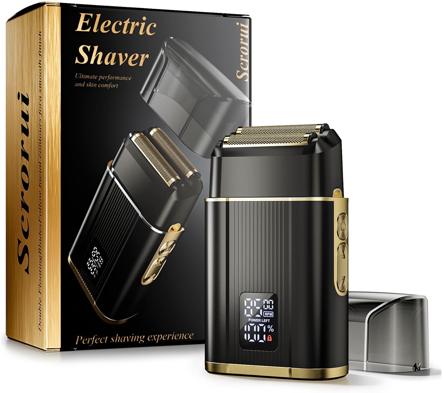 Foil Shavers for Men, High Speed Double Floating Blades Electric Razor, Waterproof Dry Wet, 2 Adjustable Speed Electric Shaver with LED Display