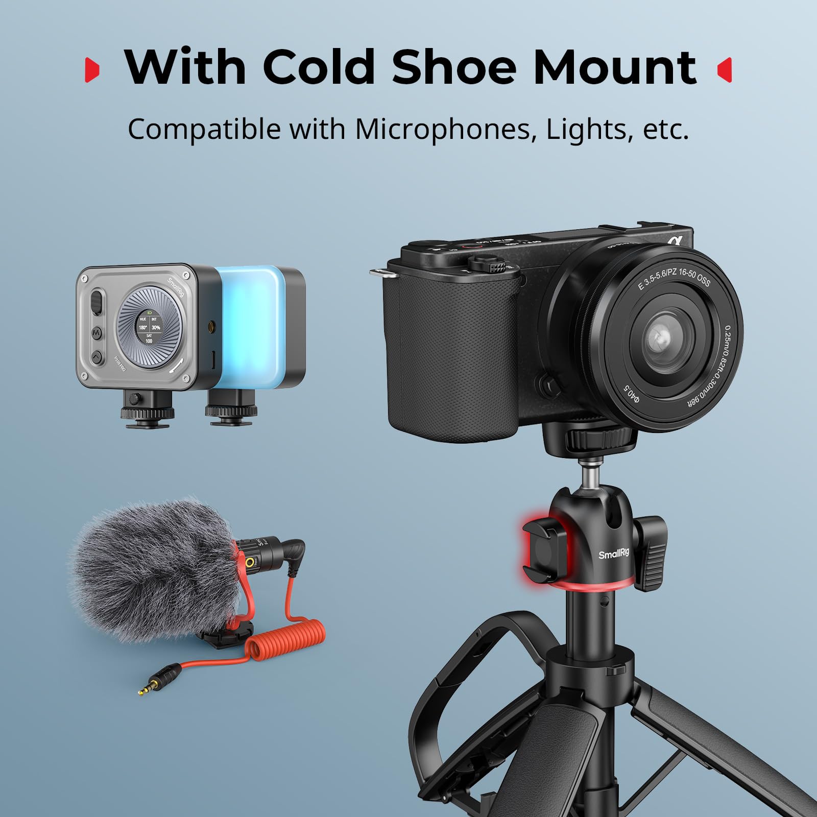 SMALLRIG Przenośny mini statyw stołowy, statyw stołowy w kształcie karabińczyka z głowicą kulową 360°, śrubą 1/4"-20 do lustrzanek, aparatów, telefonów - 5285B