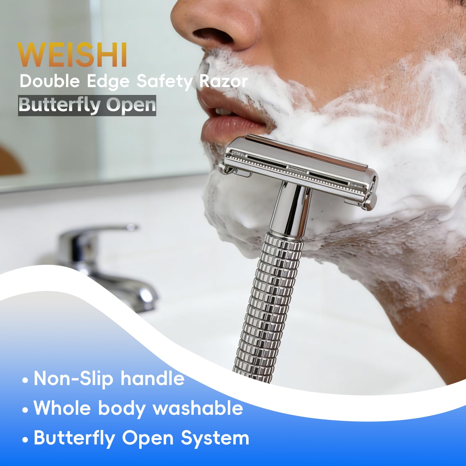 : WEISHI Butterfly Open Double Edge Safety Razor : WEISHI Butterfly Open Double Edge Safety Razor
