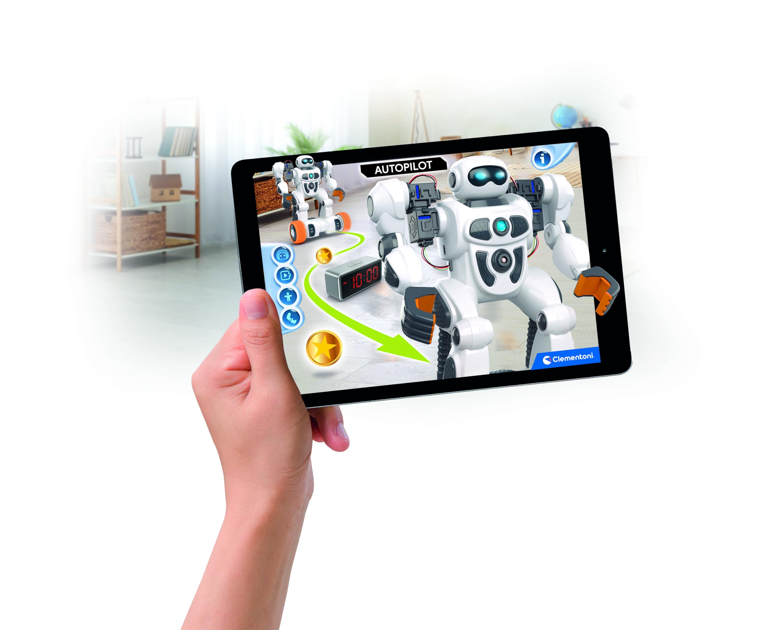 Clementoni AIRO Artificial Intelligence Robot 2.0 - Robot intelligente con riconoscimento vocale e gesto, 6 motori e controllo app Bluetooth, giocattolo per programmazione e apprendimento per bambini