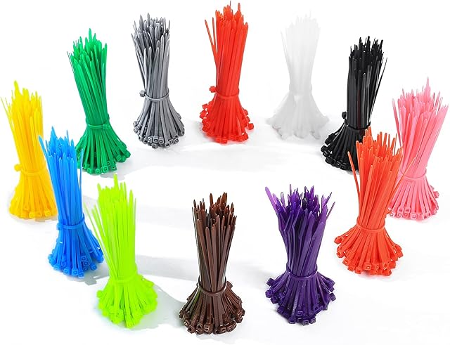 1200 Pieces Coloured Cable Ties, 3mmx100mm Zip Ties, Self-Locking Nylon Cable Zip Ties Wraps for Home, Office, Garden, Garage, Workshop, 12 Different Colour