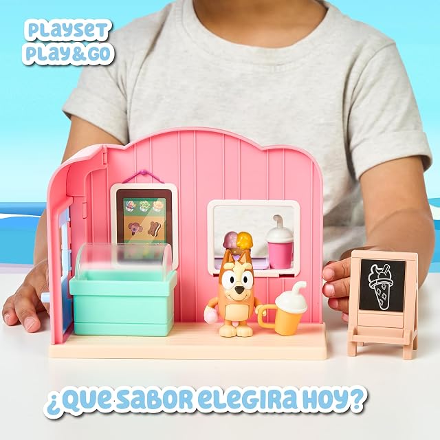 Foto 4 de 7 de Bluey - Mini Playset Tienda de Helados, muñecos de la perrita Azul, Figuras de la Serie Infantil, Tienda…