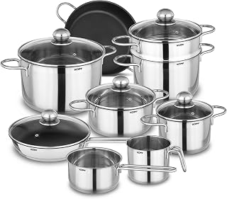 KOPF Topfset Induktion Josie, 14-teilig, Silber, Edelstahl