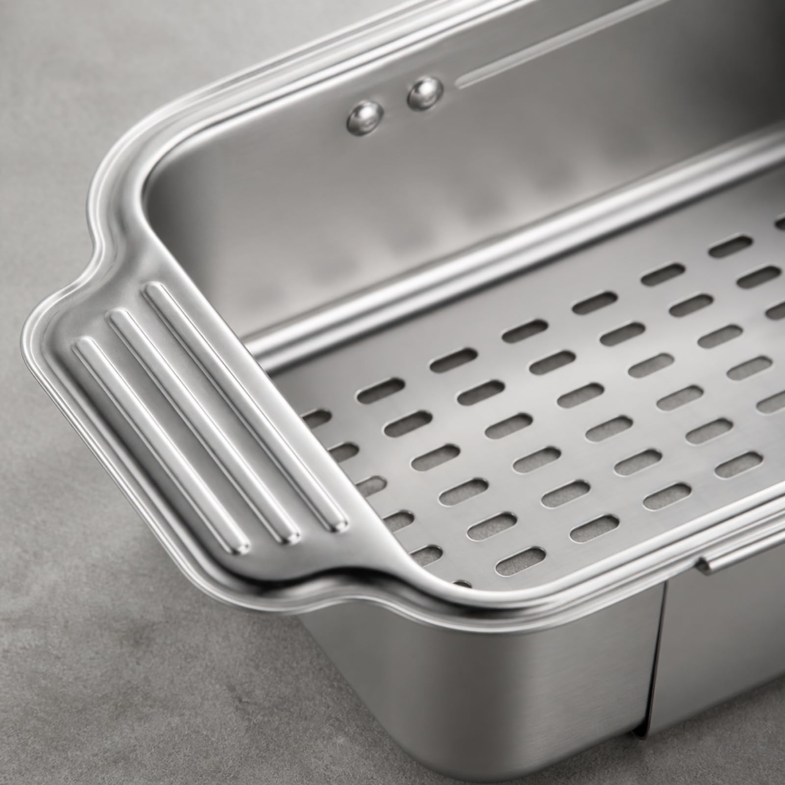 Cestino Drenante da Lavello in Acciaio Inox Regolabile Scolapiatti Rettangolare in Acciaio Inox Robusto Colino per Preparazione Cibi, L