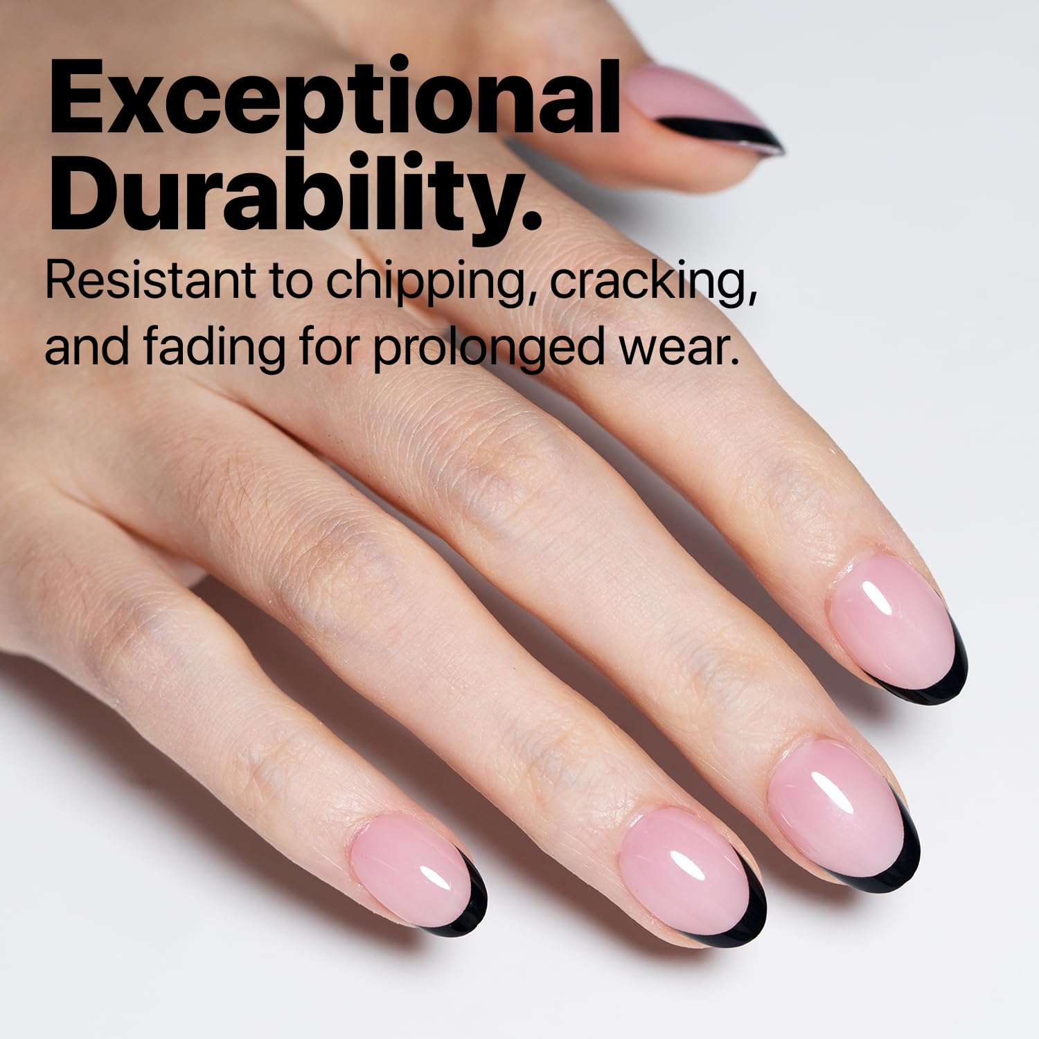 SXC Cosmetics French Tip Press On Nails – Black Series, Extra Short Almond, X-Pro Tips Starter Kit | 160PCS, 16 Sizes, 5 Styles, Beginner-Friendly