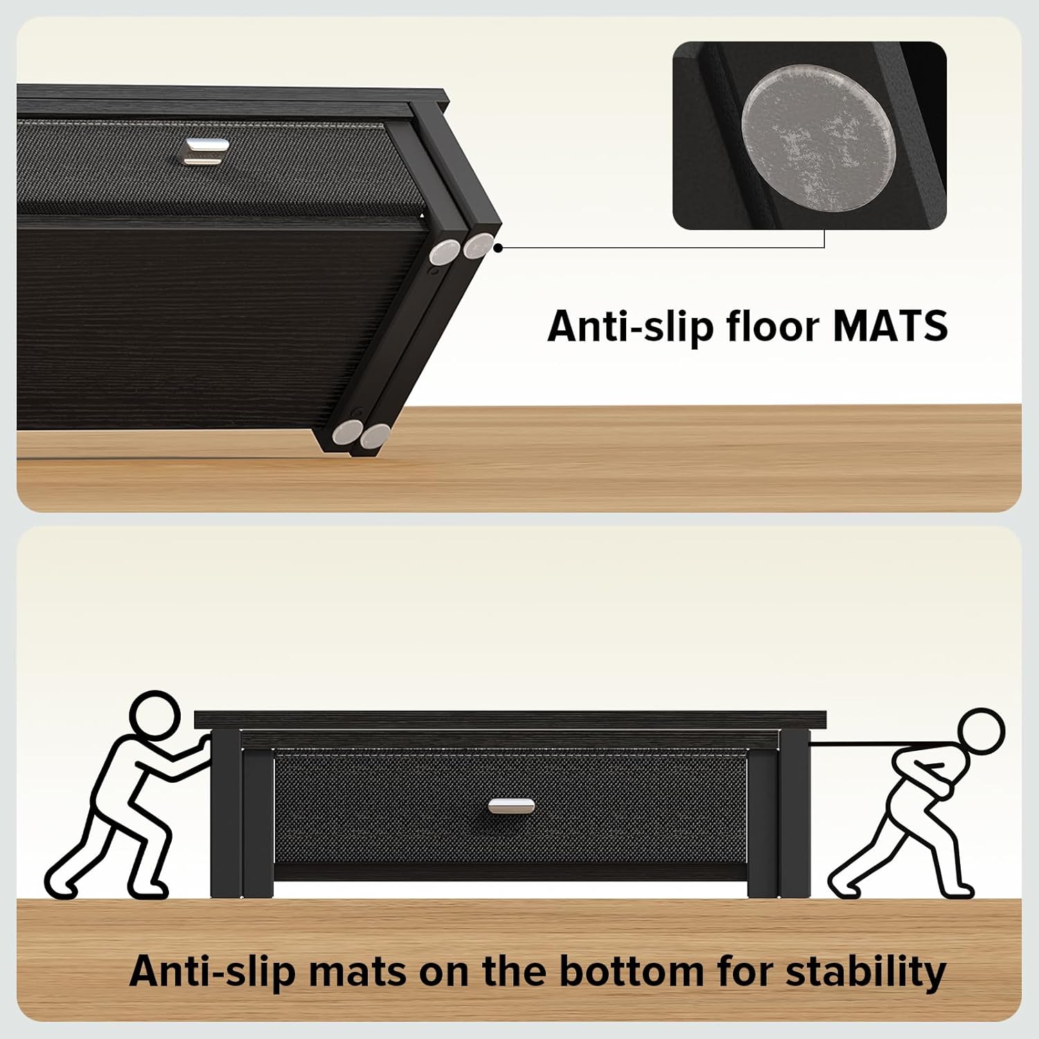 WOHOMO Dual Monitor Stand Riser with Drawers, Wood Desk Organizers for 2 Monitors, Desktop Storage Stand for Computer, Laptop, Black