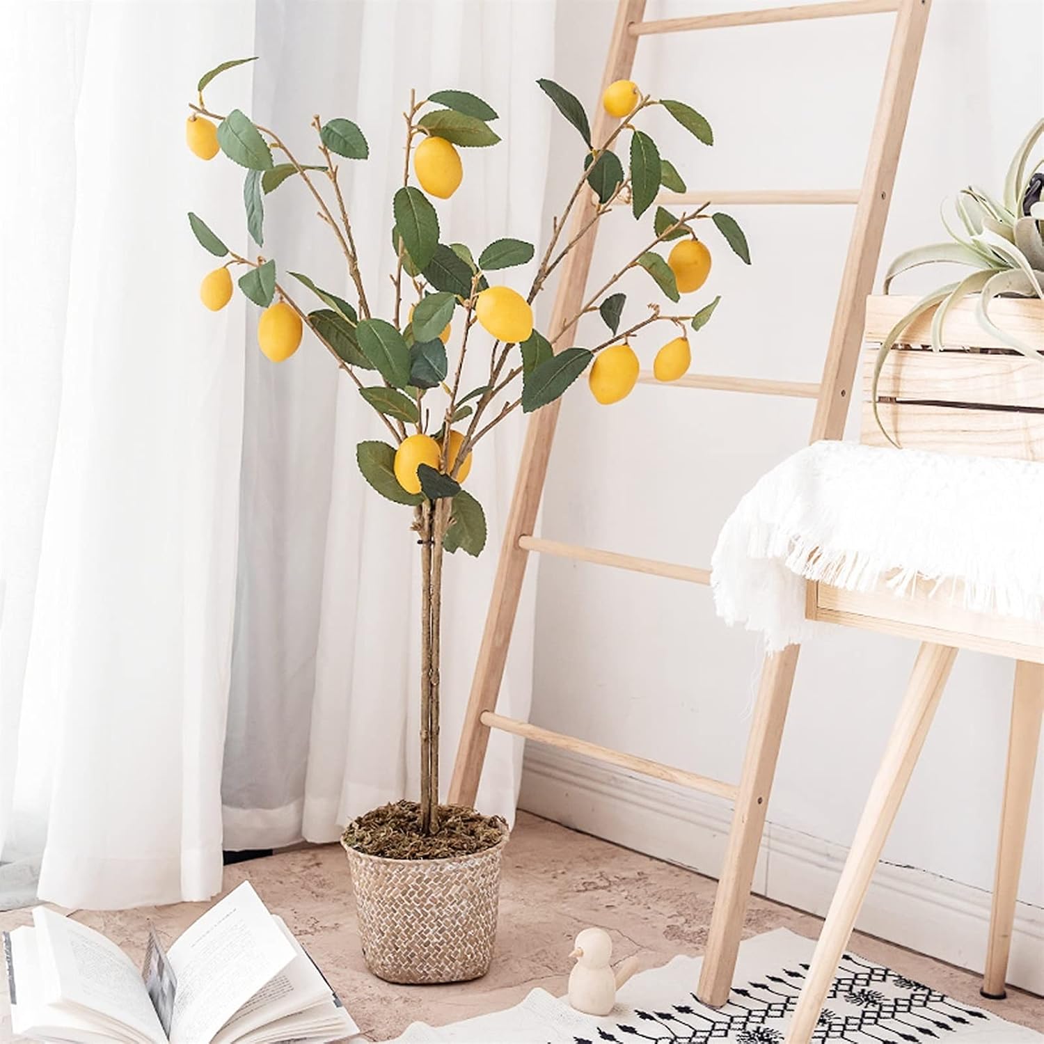 Artificial Lemon Tree Plant in Weave Pot Potted Fake Plants Flower Home Party Garden Decoration