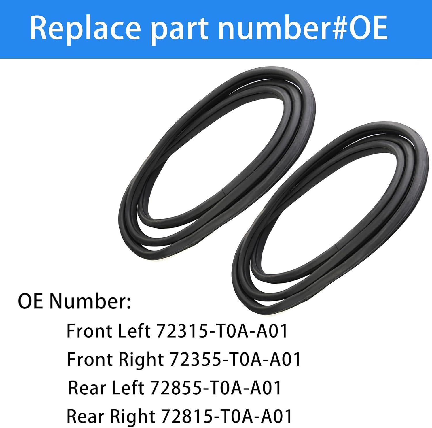 Car Door Frame Rubber Seal Strip for Honda CRV 2012-2016 Replace# 72315-T0A-A01 72355-T0A-A01 72855-T0A-A01 72815-T0A-A01,Auto Weather Striping,Soundproof Sealing,Front Left