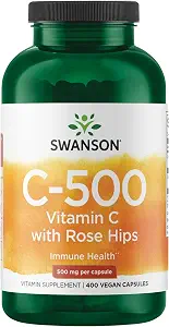 Swanson Vitamin C with Rose Hips 500 Milligrams, 400 Capsules, 1 Pack