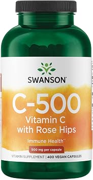 Swanson Vitamin C with Rose Hips 500 Milligrams 400 Capsules 1 Pack