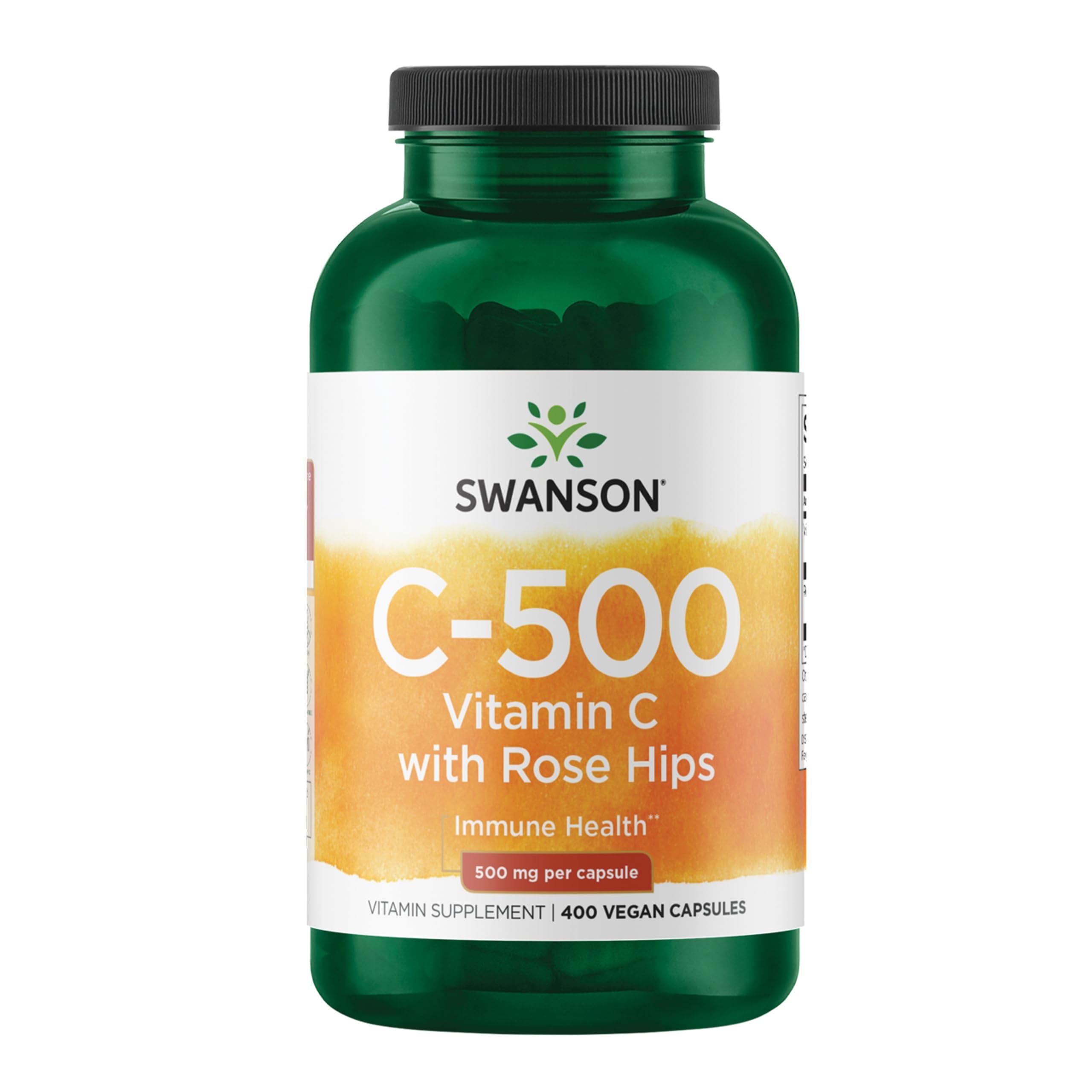 Swanson Vitamin C with Rose Hips 500 Milligrams, 400 Capsules, 1 Pack 400 Count (Pack of 1)