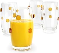 Vista 1 de GAC Great American Classics Vasos altos de base pesada con diseño de lunares dorados, juego de 4, 14 onzas