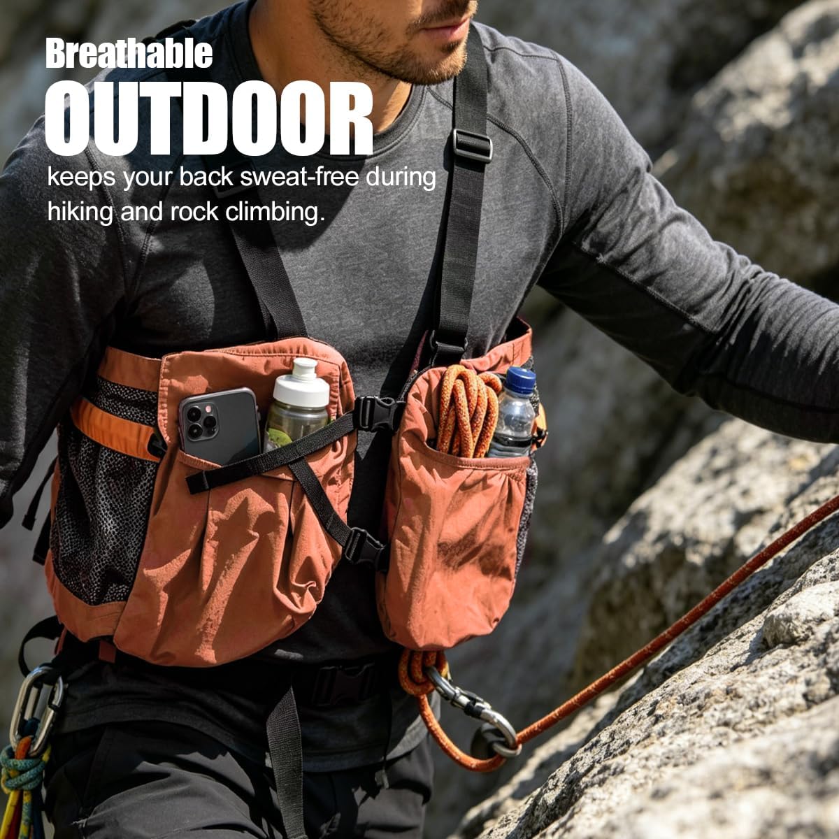 Lightweight Hiking Chest Rig Vest Bag Multi-Pocket Utility Cycling Pack for Running Camping Climbing (Red)