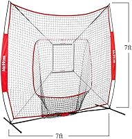 Vista 4 de McHom Juego de red de práctica de béisbol y sóftbol de 7 x 7 pies con camiseta de viaje, organizador de bolas, 3 bolas pesadas y zona de golpe