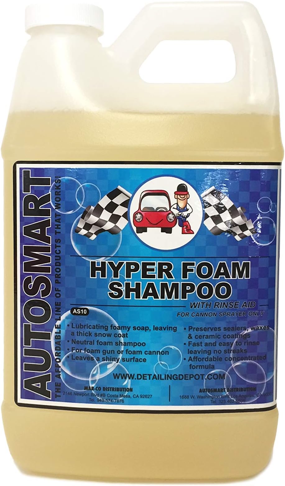 AutoSmart Snow Foam Soap - Hyper Foam Shampoo 64 oz with Rinsing Aid - Snow Foam Car Wash Soap and Cleanser - Enough for up to 64 washes!