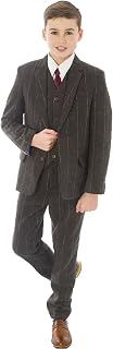 5pc Brown Check Boys Tweed Suit Boys Wedding, Blazer, Page Boy, Party Outfit, Boys Brown Suit